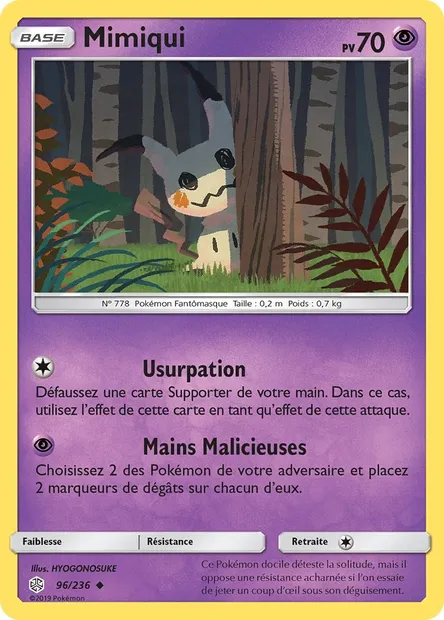 Mimiqui, carte Pokémon CEC 96 — extension Éclipse Cosmique
