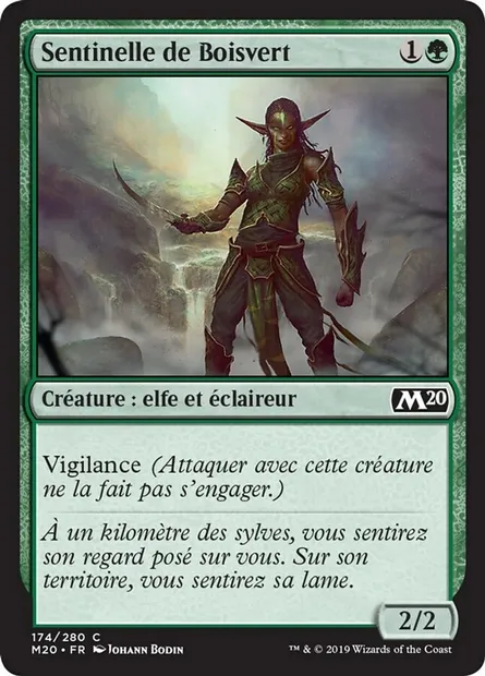 Sentinelle de Boisvert, carte Magic M20 174 — extension Core Set 2020