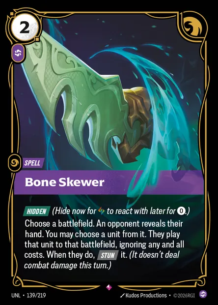 Bone Skewer, Riftbound card UNL 139 — Unleashed set