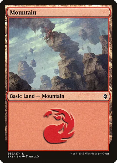 Montagne, carte Magic BFZ 269a — extension La bataille de Zendikar