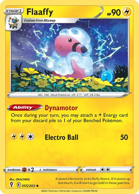 Flaaffy, Pokémon card EVS 55 — Evolving Skies set