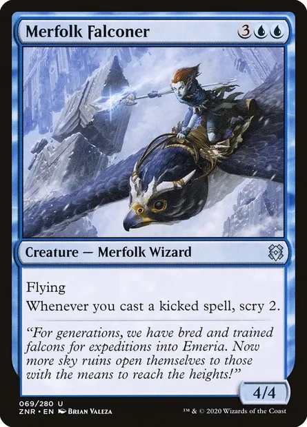 Merfolk Falconer, Magic card ZNR 69 — Zendikar Rising set
