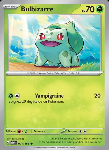 Bulbizarre, carte Pokémon MEW 001 — extension 151