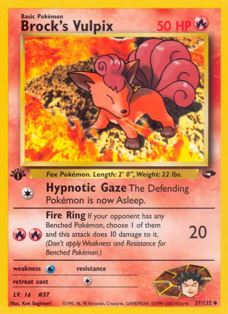 Brock's Vulpix, Pokémon card GC 37 — Gym Challenge set