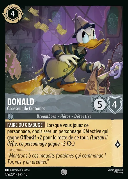 Donald - Chasseur de fantômes, carte Disney Lorcana CH10-172 — extension Lueurs dans les Profondeurs