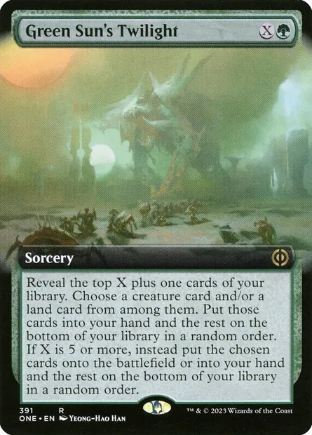 Green Sun's Twilight, Magic card ONE 391 — Phyrexia: All Will Be One set