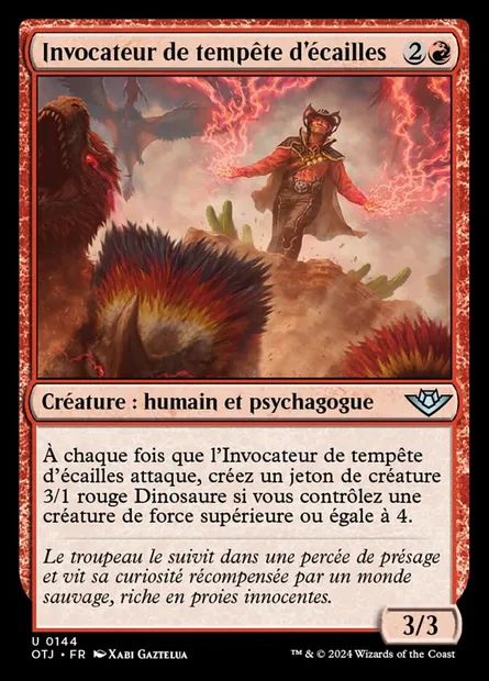 Invocateur de tempête d'écailles, carte Magic OTJ 144 — extension Outlaws of Thunder Junction