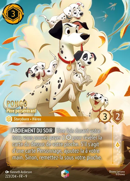 Pongo - Père persévérant, carte Disney Lorcana CH9-223 — extension Fabuleux
