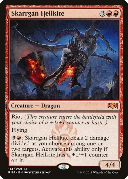 Skarrgan Hellkite, Magic card PRNA 114p — Ravnica Allegiance Promos set