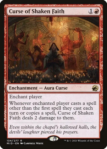 Curse of Shaken Faith, Magic card MID 134 — Innistrad: Midnight Hunt set