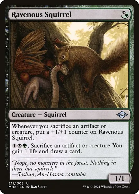 Ravenous Squirrel, Magic card MH2 211 — Modern Horizons 2 set