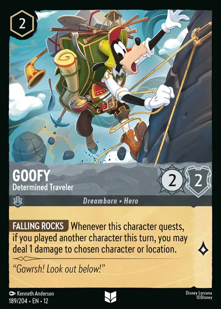 Goofy - Determined Traveler, Disney Lorcana card CH12-189 — Wilds Unknown set