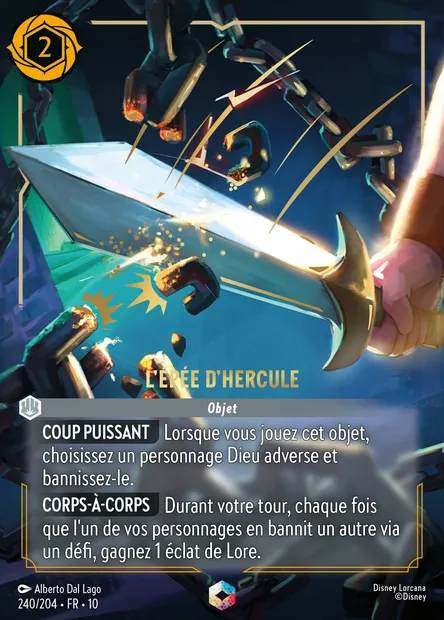 L'épée d'Hercule, carte Disney Lorcana CH10-240 — extension Lueurs dans les Profondeurs