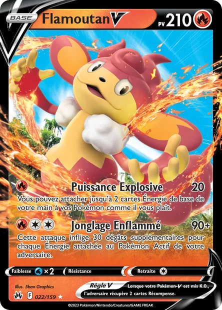 Flamoutan V, carte Pokémon CRZ 022 — extension Zénith Suprême