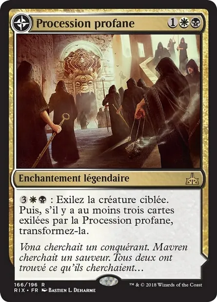 Procession profane // Tombeau de la Rose du crépuscule, carte Magic RIX 166 — extension Les combattants d'Ixalan