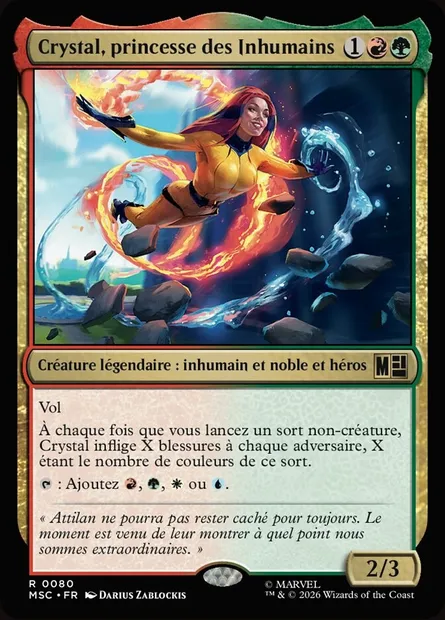 Crystal, princesse des Inhumains, carte Magic MSC 80 — extension Marvel Super Heroes Commander
