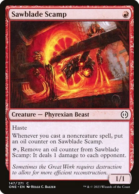 Sawblade Scamp, Magic card ONE 147 — Phyrexia: All Will Be One set