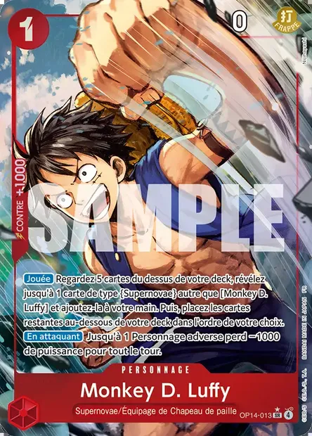 Monkey D. Luffy, carte One Piece OP14-013 — extension LES SEPT DE LA MER D'AZUR