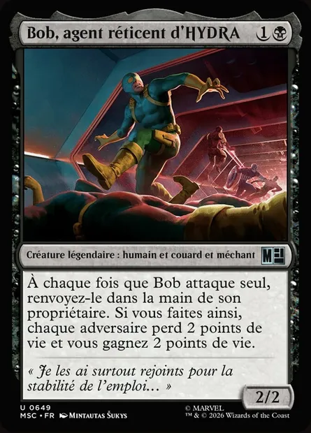 Bob, agent réticent d'HYDRA, carte Magic MSC 649 — extension Marvel Super Heroes Commander