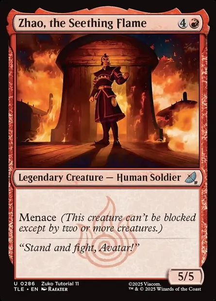 Zhao, the Seething Flame, Magic card TLE 286 — Avatar: The Last Airbender Eternal set