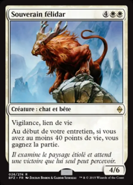 Souverain félidar, carte Magic BFZ 26 — extension La bataille de Zendikar