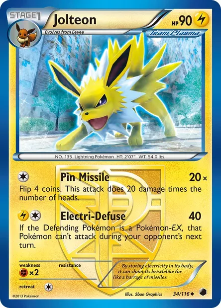 Jolteon, Pokémon card PLF 34 — Plasma Freeze set