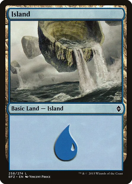 Île, carte Magic BFZ 258a — extension La bataille de Zendikar