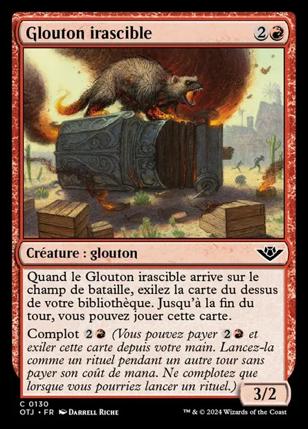 Glouton irascible, carte Magic OTJ 130 — extension Outlaws of Thunder Junction