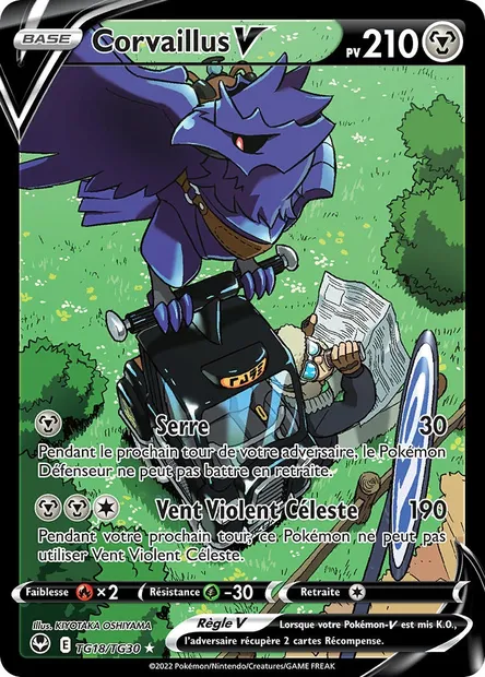 Corvaillus V, carte Pokémon SIT TG18 — extension Tempête Argentée