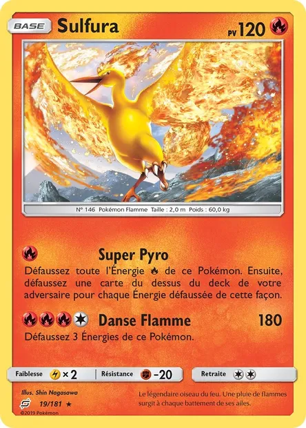 Sulfura, carte Pokémon TEU 19 — extension Duo de Choc