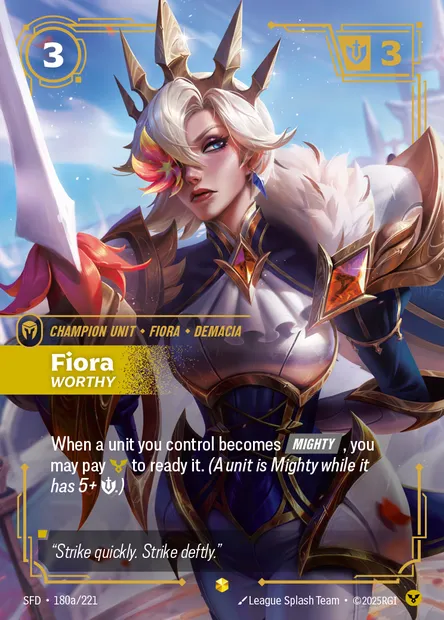 Fiora, Riftbound card SFD 180a — Spiritforged set