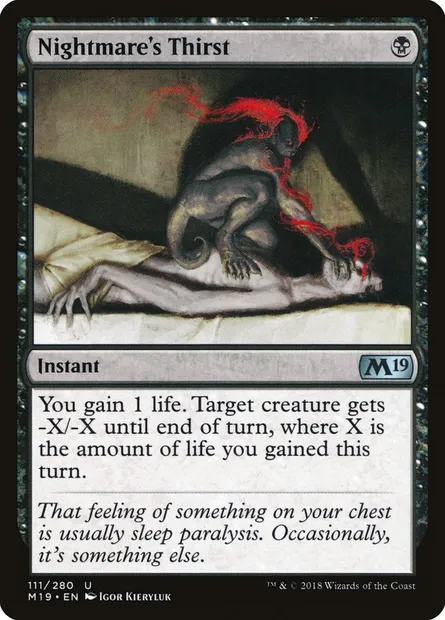 Nightmare's Thirst, Magic card M19 111 — Core Set 2019 set