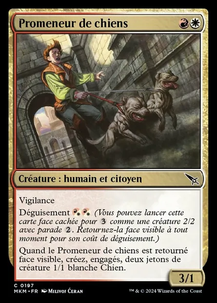 Promeneur de chiens, carte Magic MKM 197 — extension Murders at Karlov Manor