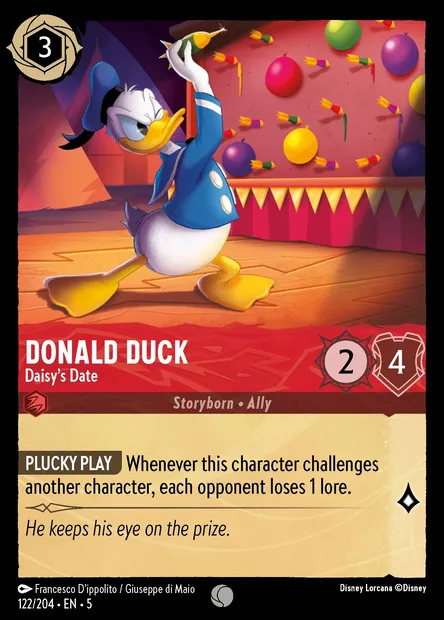 Donald Duck - Daisy's Date, Disney Lorcana card CH5-122 — Shimmering Skies set