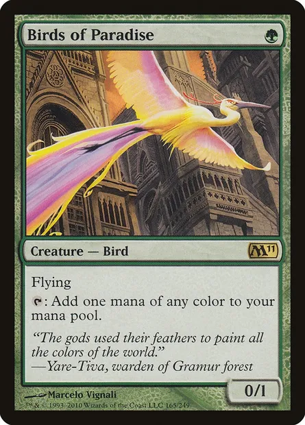 Birds of Paradise, Magic card M11 165 — Magic 2011 set