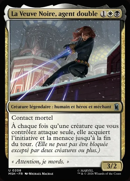 La Veuve Noire, agent double, carte Magic MSH 208 — extension Marvel Super Heroes