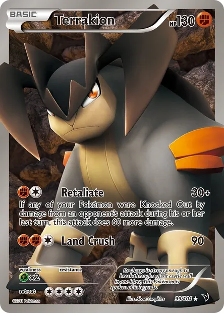 Terrakion, Pokémon card NVI 99 — Noble Victories set