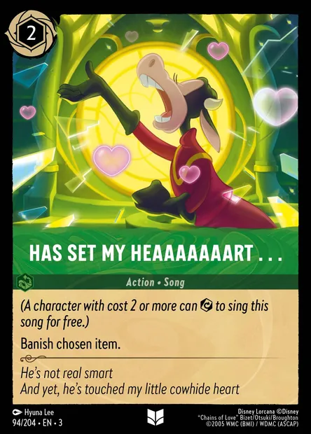 Has Set My Heaaaaaaart..., Disney Lorcana card CH3-094 — Into the Inklands set
