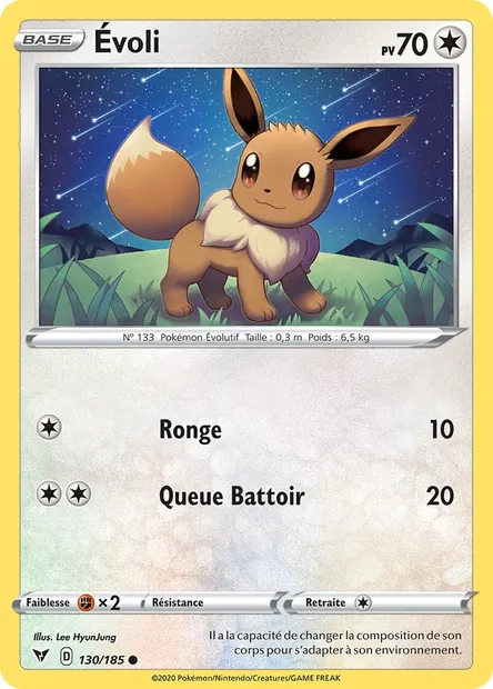 Évoli, carte Pokémon VIV 130 — extension Voltage Éclatant