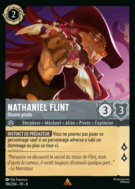 Nathaniel Flint - Illustre pirate, carte Disney Lorcana CH8-196 — extension Le Règne de Jafar