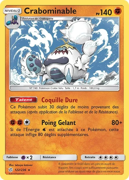 Crabominable, carte Pokémon CEC 122 — extension Éclipse Cosmique