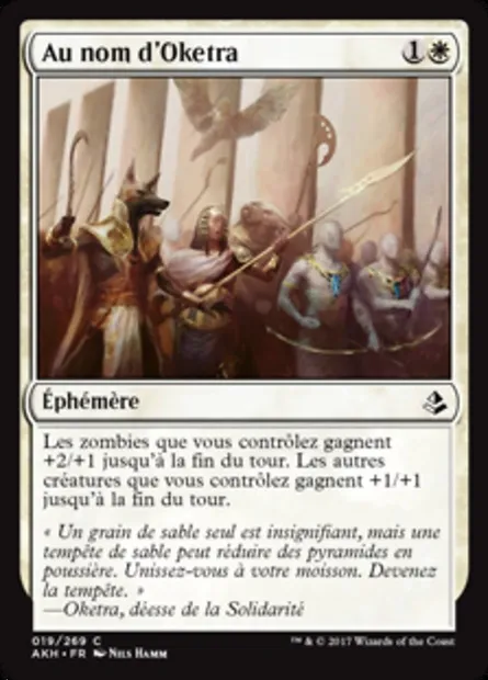 Au nom d'Oketra, carte Magic AKH 19 — extension Amonkhet