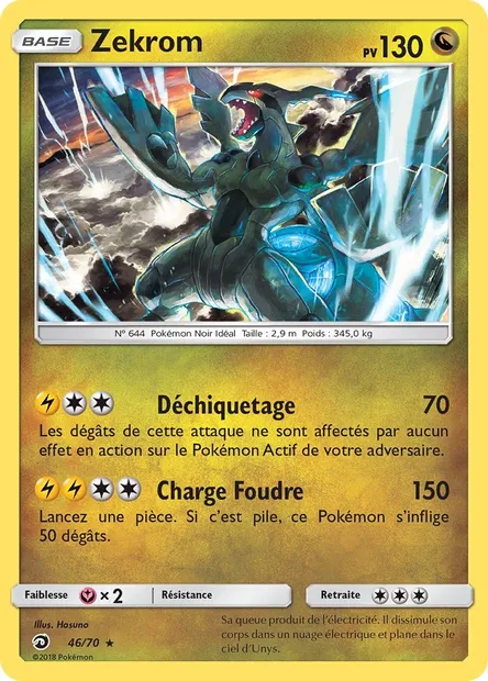 Zekrom, carte Pokémon DRM 46 — extension Majesté Des Dragons
