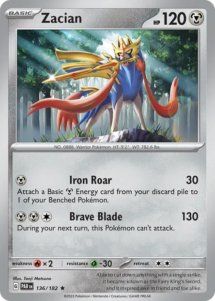 Zacian, Pokémon card PAR 136 — Paradox Rift set