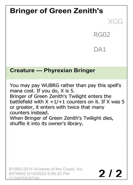 Bringer of Green Zenith's Twilight, carte Magic UNK RG02a — extension Unknown Event