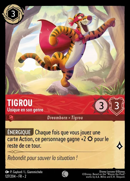 Tigrou - Unique en son genre, carte Disney Lorcana CH2-127 — extension L'Ascension des Floodborn