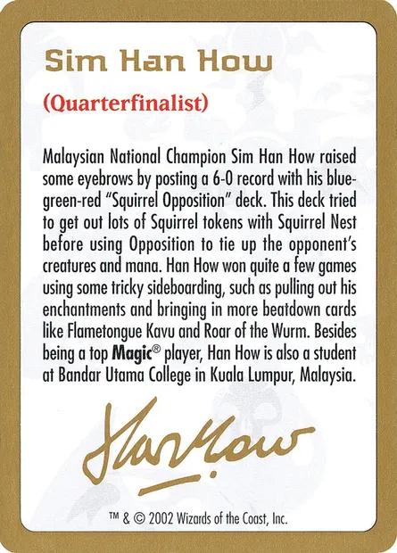 Sim Han How Bio, Magic card WC02 shh0a — World Championship Decks 2002 set