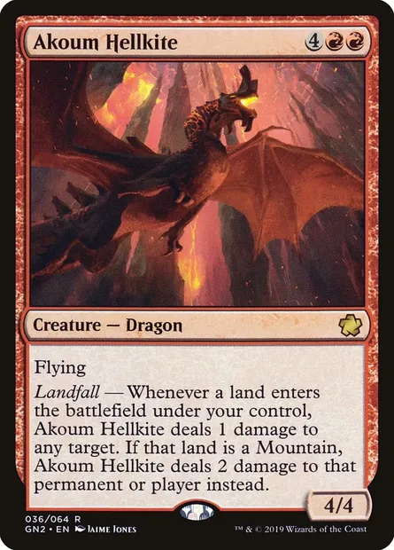 Akoum Hellkite, Magic card GN2 36 — Game Night 2019 set
