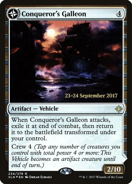 Galion du conquérant // Quartiers du conquérant, carte Magic PXLN 234s — extension Ixalan Promos