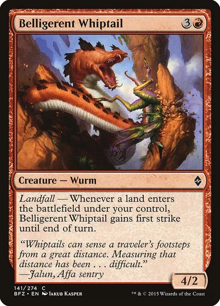 Belligerent Whiptail, Magic card BFZ 141 — Battle for Zendikar set